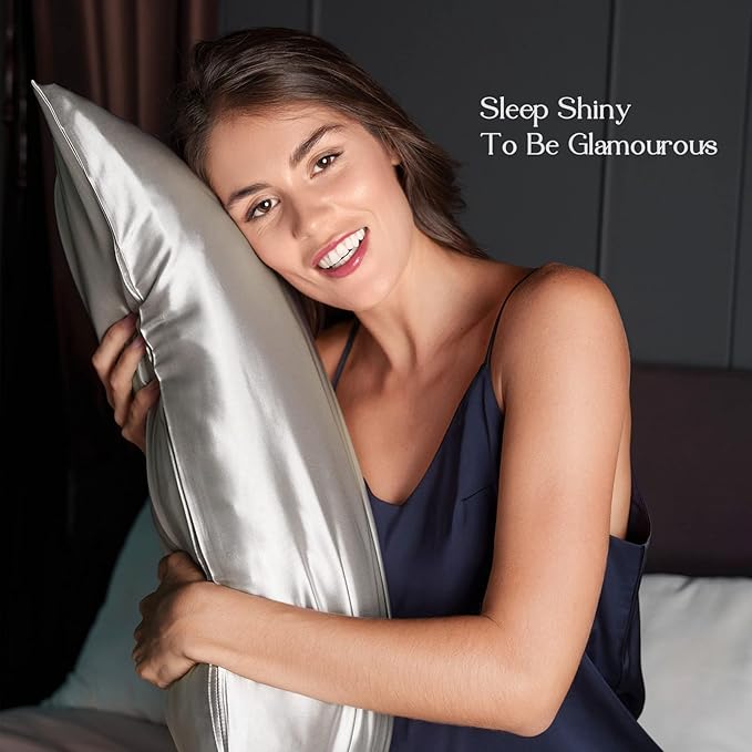 YANIBEST Satin Pillowcase for Hair and Skin Care Silk Pillowcase 2 Pack Standard 20inch X26'' Size Pillow Cases Set of 2 -Satin Cooling Pillow Covers with Hidden Zipper Floral Print - Bloomnest