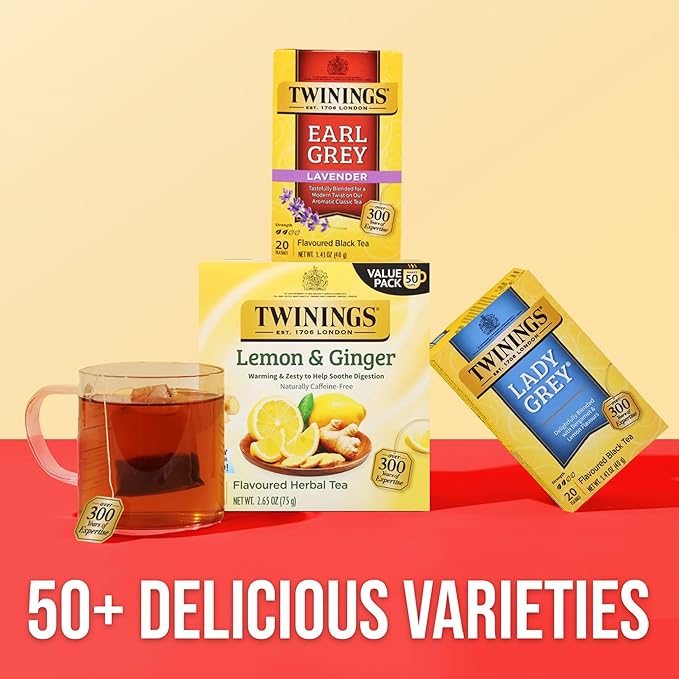 Twinings Earl Grey Lavender Black Tea Individually Wrapped Bags, 20 Count (Pack of 1), Citrus, Bergamot & Floral, Caffeinated, Enjoy Hot or Iced, 20 Teabags - Bloomnest