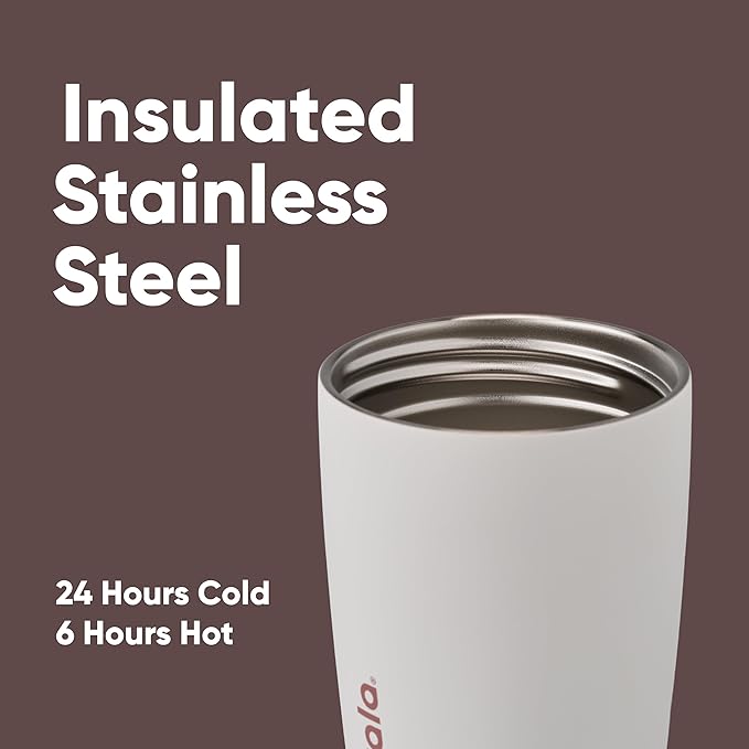 Owala SmoothSip Slider Insulated Stainless Steel Coffee Tumbler, Reusable Iced Coffee Cup, Hot Coffee Travel Mug, BPA Free 20 oz, Vanilla Bean - Bloomnest