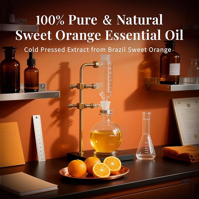 SU JUABA Orange Essential Oil 4 Fl Oz, 100% Pure Natural for Mood Boost, Diffuser, Skin Care, Aromatherapy- 118ML Bloomnest