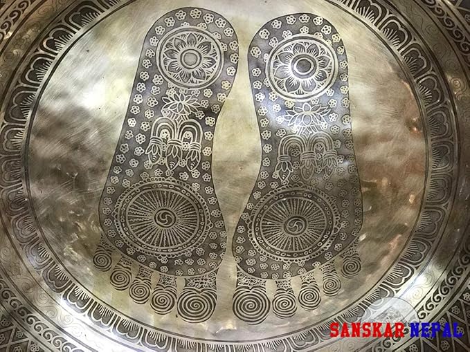 Large Singing Bowl - 21 Inches in Diameter - Foot Singing Bowl to Stand In Etched by Artisans from Nepal - For Healing, Sound Bath, Yoga, Relaxation, and Meditation