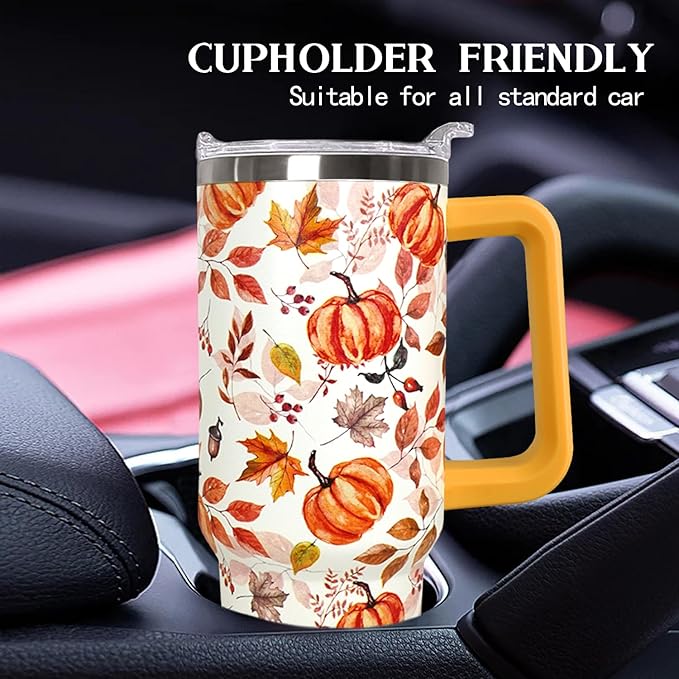 Ceovfoi 40 oz Fall Pumpkin Tumbler Insulated Stainless Tumbler, Autumn Travel Coffee Cup Water Bottle, Fall Stuff Decor Accessories - Bloomnest