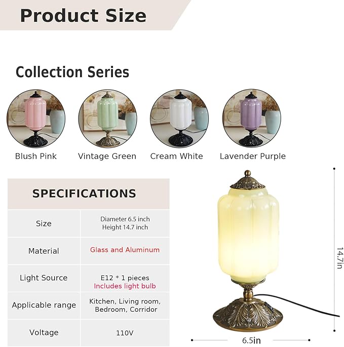Milk Glass Touch Table Lamp, Elegant Green Jadeite Glass Bedside Desk Lamp 3 Way Dimmable with USB C+A Charging Ports - Bedroom Nightstand & Living Room Essential, 4W Bulb Included (Green, 6.5) - Bloomnest