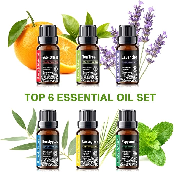 550ml Large Capacity Essential Oil Diffuser 6 Essentil Oil Set Aromatherapy Ultrasonic Air Humidifier with Timer and 7 Color LED Night Light Remote Control Waterless Auto-Off White Wood Grain - Bloomnest