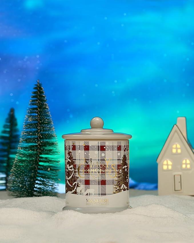M&SENSE 2 Wick Warm Cozy Sweater Christmas Candles,12.7oz Jar Candle,75 Hour Burn Time Slow Burning, Organic Soy Wax Non Toxic,Relaxing Aromatherapy Gifts for Women - Bloomnest