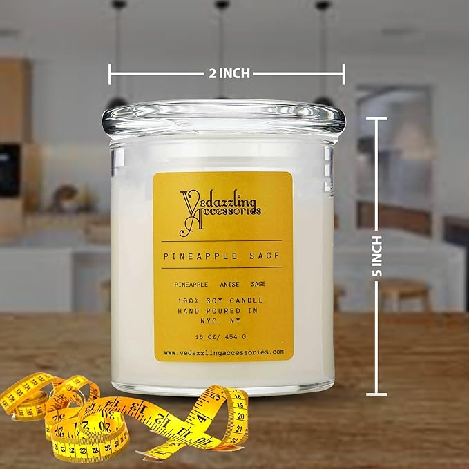 Premium Pineapple Sage Soy Wax Candle - 17 oz Handpoured, Dual Wick, 50 Hour Burn Time, Aromatic Eco-Friendly Candle - Bloomnest