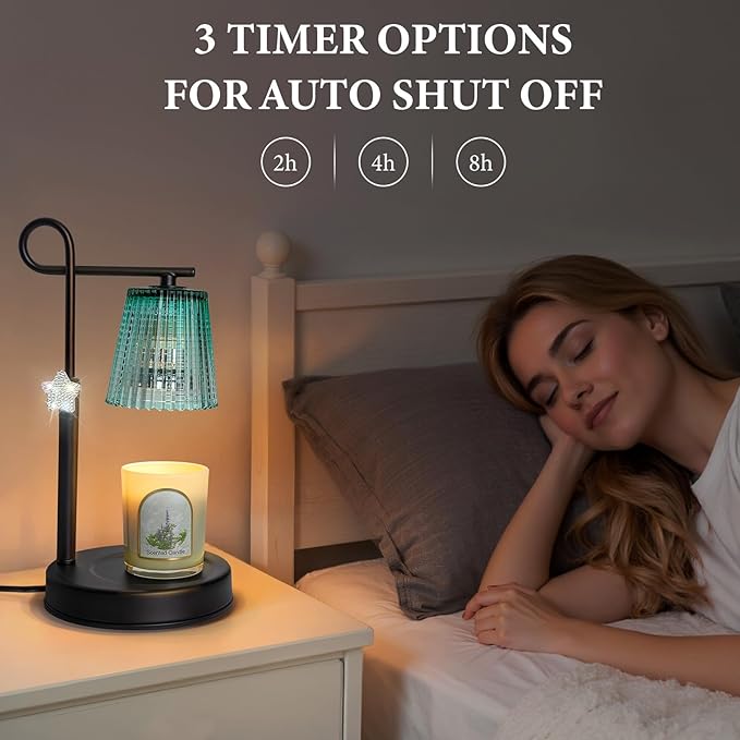 Candle Warmer Lamp with Timer Dimmer, Adjustable Height Wax Warmer Lamp for Jar Candle, Wax Melter House Warming Gifts New Home Décor, Birthday Gifts for Women Mom (Gold- Star) - Bloomnest
