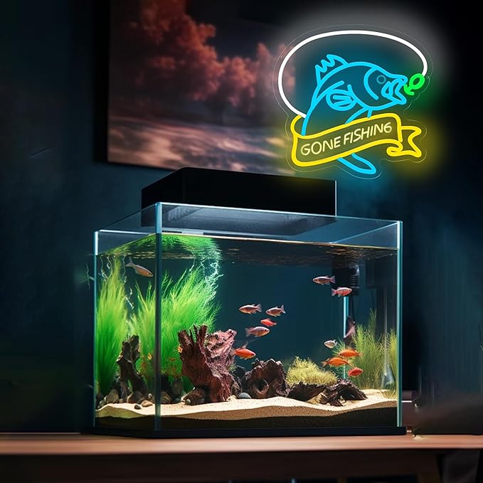 Go Fishing Neon Sign – Fishing Light for Fishing Cabin, Man Cave, Tackle Shop – Fishing LED Neon Sign Suitable for Fishing Lovers, Gifts for Anglers & Outdoor Decor（14 * 13.2in） - Bloomnest