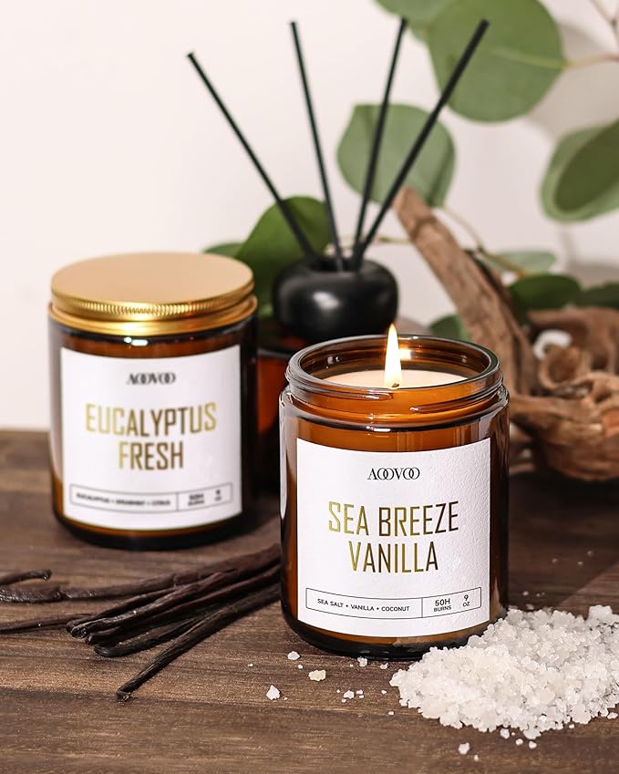 AOOVOO Scented Candles - 4PC Candle Set, 36 oz Soy Candles, Soy Candle for Home Scented, Lavender/Vanilla/Eucalyptus/Sage - Bloomnest