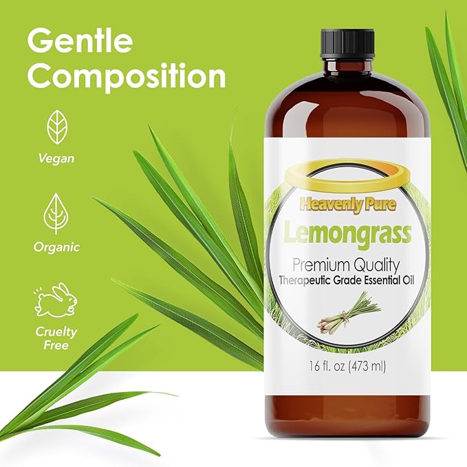 Lemongrass Essential Oil 16 oz Large Bottle for Aromatherapy, Soaps, Candles, Diffuser, and Personal Care - 473 ml - Bloomnest