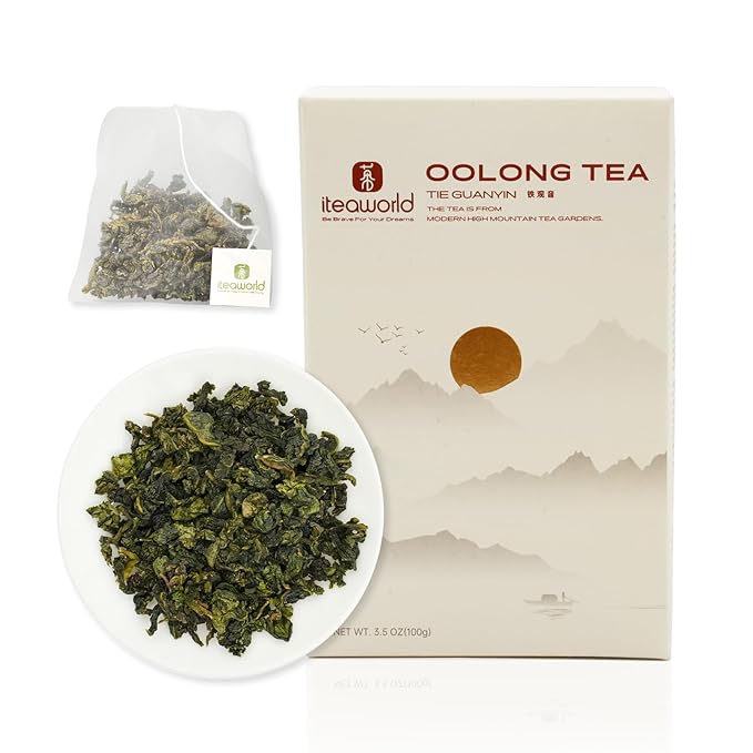 iTeaworld Tieguanyin-Green Oolong tea loose leaf - Natural Orchid Fragrance Authentic Fujian Anxi Tieguanyin 100g - Whole Tea leaves Oolong Tea for Health with 20 Empty Tea Bags, 3.5oz - Bloomnest