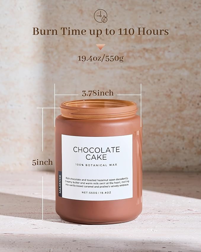 M&SENSE Chocolate Layer Cake Scent Candles, Large 19.4oz Natural Soy Wax 110 Hours Burn Time Clean Non Toxic Scented Classic 2 Wicks Candle for Bedroom Living Room Office - Bloomnest