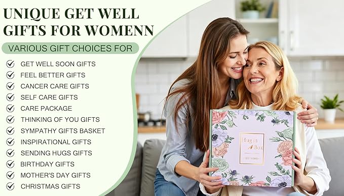 Get Well Soon Gift Baskets Self Care Package after Surgery, Christmas Birthday Gifts for Women, Hug in a Box Sympathy Gift Baskets Relaxation Thinking of You Feel Better Gifts for Women, Sage Green - Bloomnest