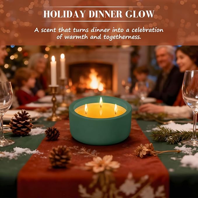 Viyffo Fall Candles - Pine & Cinnamon, 3 Wick Large Scented Candle, 20oz Soy Candles for Women & Men, Non Toxic Aromatherapy Candle, Ceramic Velas Perfect for Autumn Home Decor & Gift - Bloomnest