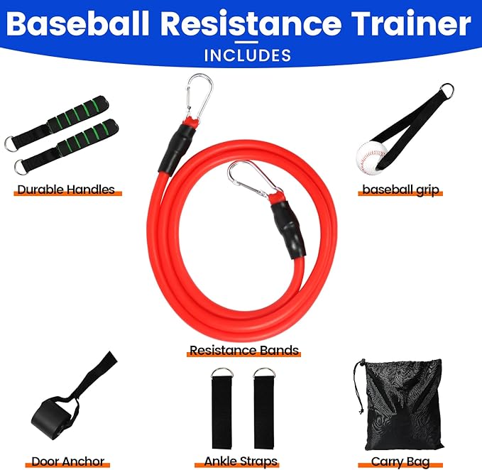 Baseball Resistance Trainer,Training Aid for Baseball Softball Pitchers,Interchangeable Grips to Build Arm Strength,Arm Bands for Baseball Players,Baseball Throwing Trainer,Great to Warm-Up - Bloomnest