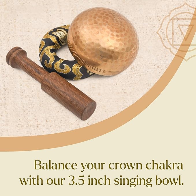 Tibetan Singing Bowl Set-Authentic Cuencos Tibetanos for Sound Healing, Meditation & Chakra Balancing - Includes Cushion, Mallet-Unique Spiritual Gifts for Women and Men (3.5 Inch Bowl) LNYSI