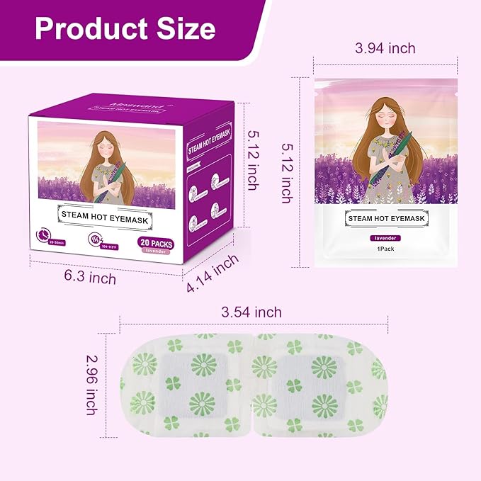 30 PCS Steam Eye Masks lavender Heated Eye Mask Self Heating for Eyes, Disposable Warming Eye Mask for Sleep, Unscented Scent Eye Steam Mask for Spa/Travel, Stress Relif & Relaxation Gifts for Women - Bloomnest