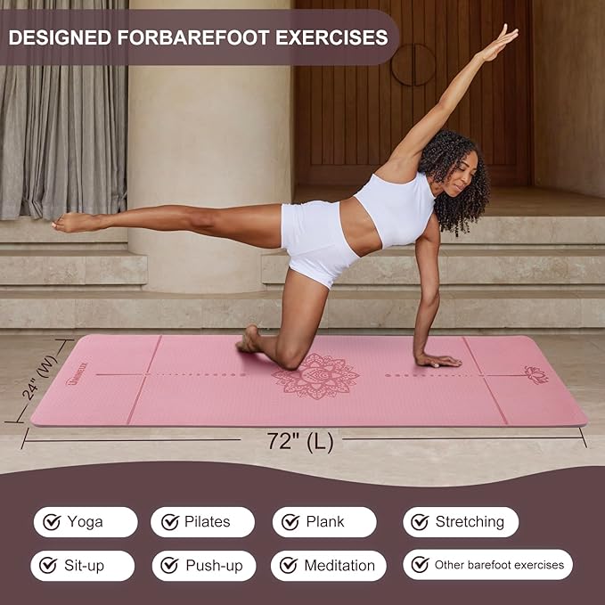 UMINEUX Yoga Mat Extra Thick 1/3'' & 2/5" Non Slip Yoga Mats for Women Eco Friendly TPE Fitness Exercise Mat with Carrying Sling & Storage Bag - Bloomnest