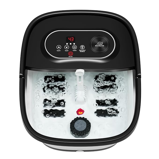 Snailax Foot Spa with Heat, Foot Bath, Collapsible Foot Spa Bath Massager with 8 Massage Rollers, Temperature Control, Bubbles, Pumice Stone, Foot Soaking Tub - Bloomnest