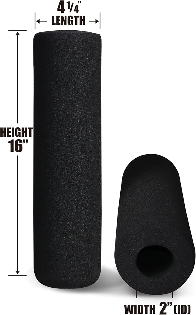 WF Athletic Supply Foam Foot Pads, Foam Roller for Gym Exercise Machines Equipment Replacements, Roller Pad for Leg Extension, PEC Deck Pads for Weight Bench, Sold by Pair (16” x 4.25” OD x 2” ID) - Bloomnest
