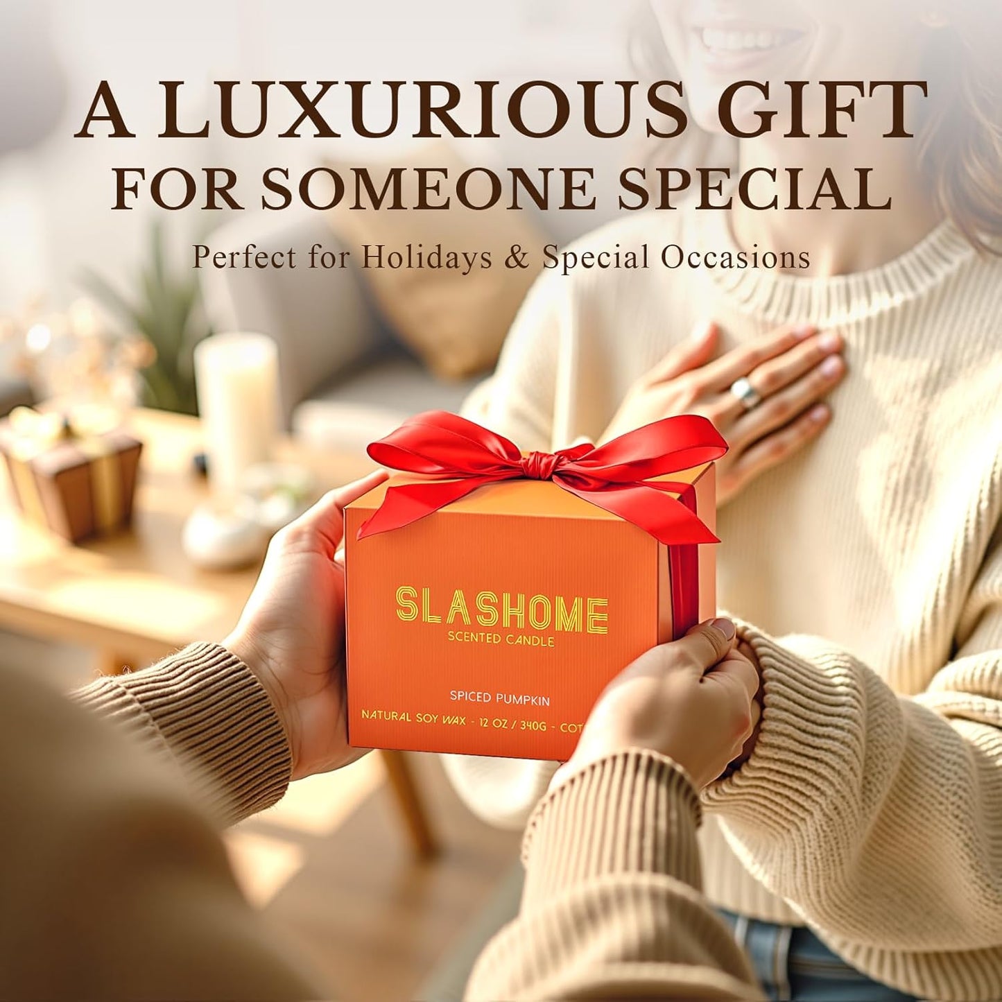 Pumpkin Spice Fall Candle, Large 3 Wick 12oz Luxury Candle, Elegant Autumn Gift for Women & Men, 60+ Hour Burn Time & Non-Toxic, Cozy Fall & Halloween Home Decor