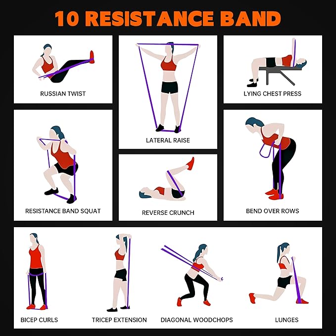 Workout Bands, Resistance Bands for Working Out, Stretch Bands, Long Gym Elastic Bands for Workout, Pull Up Training Bands for Body Stretching, Physical Therapy, Muscle Training - Bloomnest
