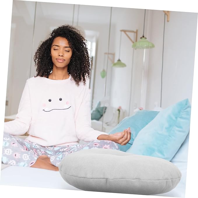 Large Grey Meditation Cushion for Comfortable Floor Seating Traditional Japanese Zafu Pillow for Yoga and Relaxation Tatami Mat Sturdy Cover - Bloomnest