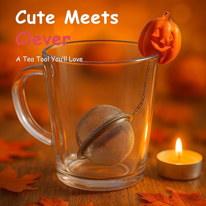 Original Pumpkin Hook Cute Tea Infuser — 50% Denser Fine mesh, 304 Stainless Steel, No-Slip Mug Grip, Upgraded Seal Reduces Leaks — Tea Infuser for Loose Leaf Tea, Loose Leaf Tea Steeper