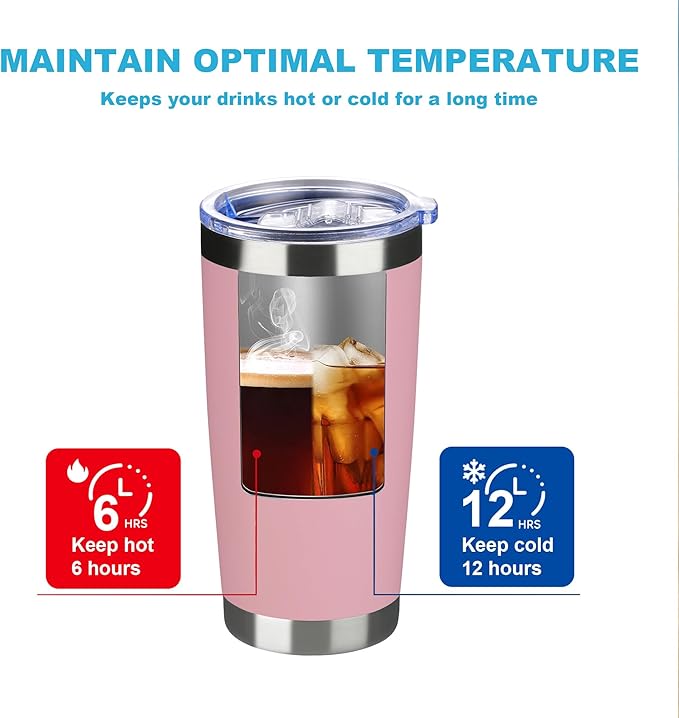 Personalized Custom Print in USA Tumbler 96Pcs 20oz Stainless Steel Double Wall Coffee Cup with Lid & Straw Insulated Tumbler with Colorful Text Logo Photo - Bloomnest