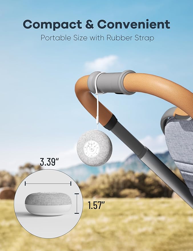 Portable Sound Machine, Long Battery with Loud Bluetooth Speaker, 39 Special Soothing Sounds, White Noise Sound Machine for Sleeping