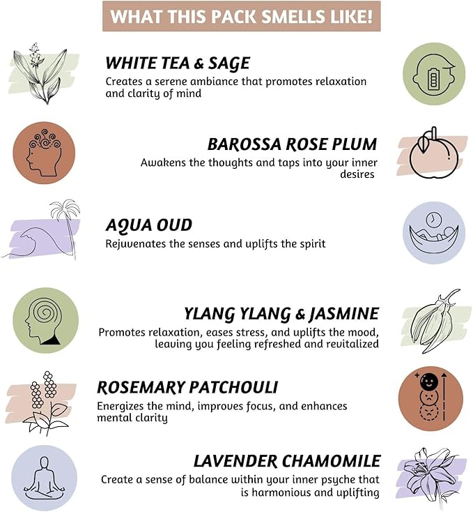 Folkulture Incense Cones Scented | Set of 6 Fragrances (120 Cones) with Incense Cones Holder for Relaxation | Rosemary Jasmine, Patchouli Incense, Lavender Incense Variety Pack | Inscents-Cones