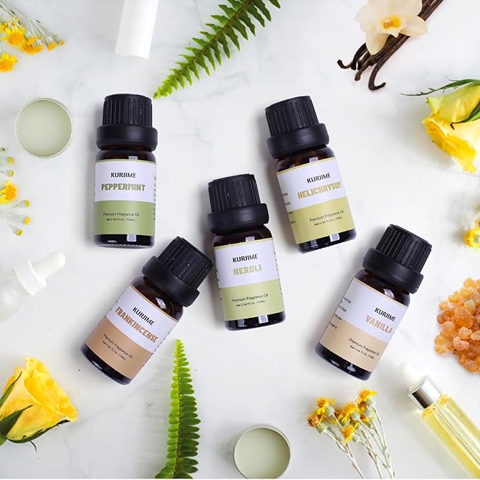 Essential Oil Set, Earthy Scents Fragrance Oil Essential Oils for Diffuser Oil Scents | Peppermint, Frankincense, Vanilla, Helichrysum, Neroli, Tobacco Vanilla Scented Oils, 6x10ml - Bloomnest