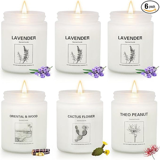 Candles for Home Scented,Lavender Candle Gifts Set,Made with Natural Soy Wax & Essential Oils, 6 Pack 42 Oz Candles Gifts for Women, Ideal for Birthday, Valentine's Day, Thanksgiving - Bloomnest