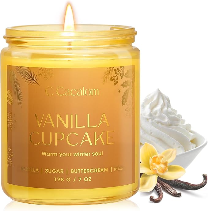 Christmas Soy Candles for Christmas Home Decor Non-Toxic Aromatherapy Scented Candles for Holiday Christmas Gifts, Cozy Cute Jar Candle, Winter Candle for Women Men, Vinilla Cupcake Candle - Bloomnest