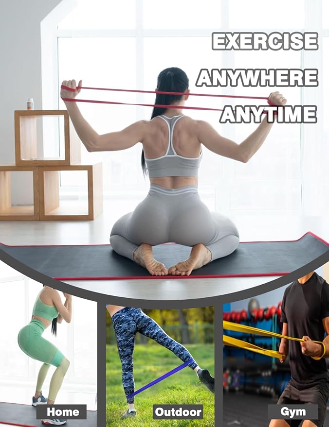 Resistance Bands, Pull Up 5 Resistance Levels Exercise Bands Set for Men Women, Assistance Workout Stretch Bands for Working Out, Body Stretching, Physical Therapy, Muscle Training - Bloomnest