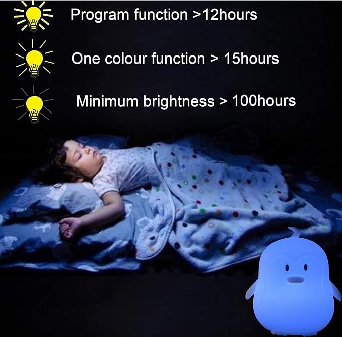 Penguin Night Light for Kids Silicone Sleep NightLights, 9 Colors Baby Light Bedside Lamp Bed Room Children Decorative Lamps for Toddlers/Boys/Girls/Adults/Bedroom/Bathroom/Outdoor - Medium - Bloomnest