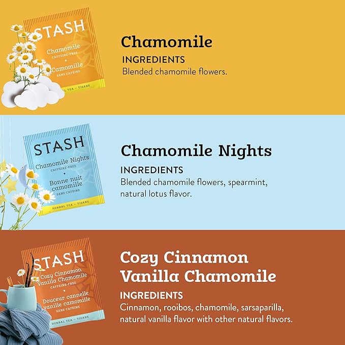 Stash Tea Relax and Unwind Tea Sampler - Assorted Specialty Tea Gift Set, Calming Herbal Teas to Support Relaxation, 7 Flavors, 35 Tea Bags - Bloomnest