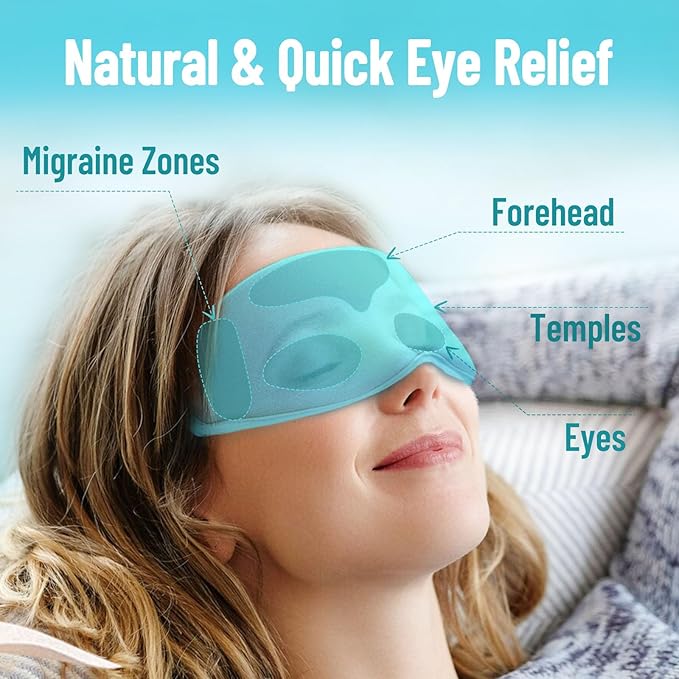 3D Gel Cooling Eye Mask, Weighted Eye mask for Sleeping, 3D Contoured Cup No Pressure Night Blindfold Sleep Mask, Ice Cold Pack Eyes Cold Compress for Puffy Eyes, Dark Circle, Light Blue - Bloomnest