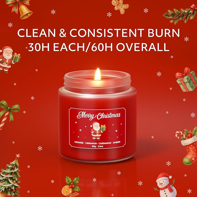 NORVENCE Christmas Candles, Scented Candles Gift Set for Stress Relief, Stress Relief Candle Gifts for Women and Men, Christmas Candle Gifts for Women (Red & Green, 7 oz) - Bloomnest