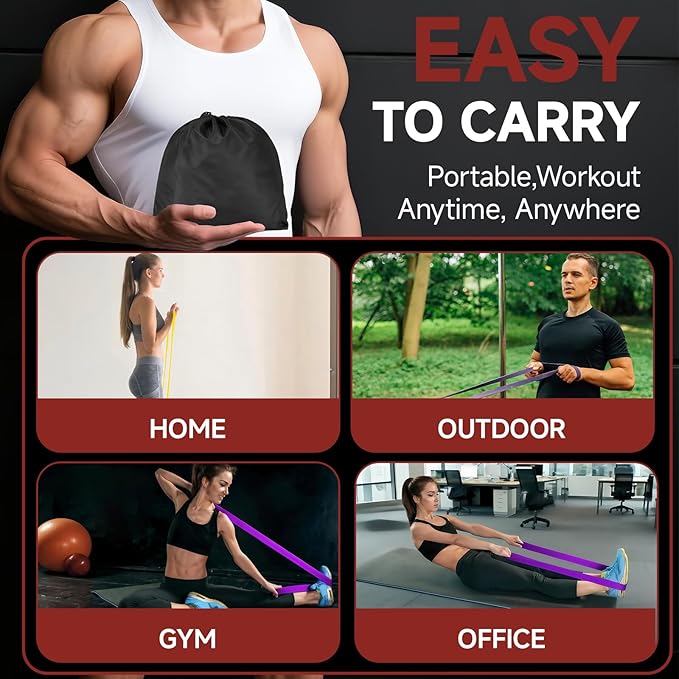 Resistance Bands Set with Door Anchor, Multi-Levels Pull Up Assistance Bands, Exercise Bands for Working Out, Stretching, Muscle Training, Physical Therapy (Men/Women) - Bloomnest