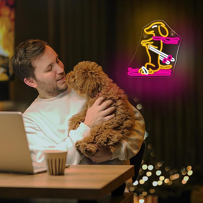 Lucunstar Skiing Dachshund Neon Sign Dog LED Sign for Wall Decor Dachshund Decor USB Connectivity Adjustable Brightness Ski Neon Light Up Pet Shop Bedroom Wall Gifts for Dog Lover - Bloomnest
