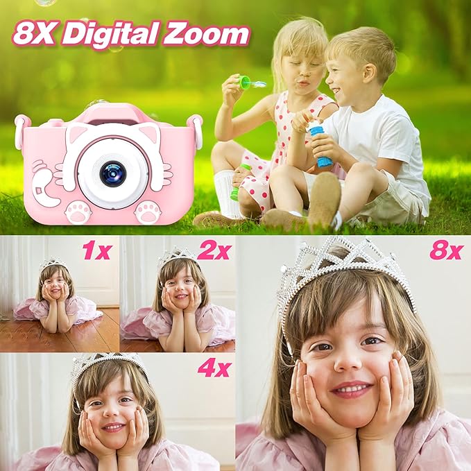 Goopow Kids Camera Toys for 3-8 Year Old Girls Boys,Children Digital Video Camcorder Camera with Cartoon Soft Cover, Best Chritmas Birthday Festival Gift for Kids - 32G SD Card Included - Bloomnest