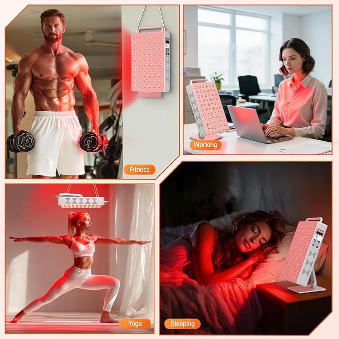 Red Light Therapy Panel 5 Wavement 60 Dual Chip LEDs 630+660+810+830+850nm Red and Near Infrared Lamp Therapy Device 100W with Timer & Stand for Body Pain Relief Face Skin Health Sleep White Bloomnest
