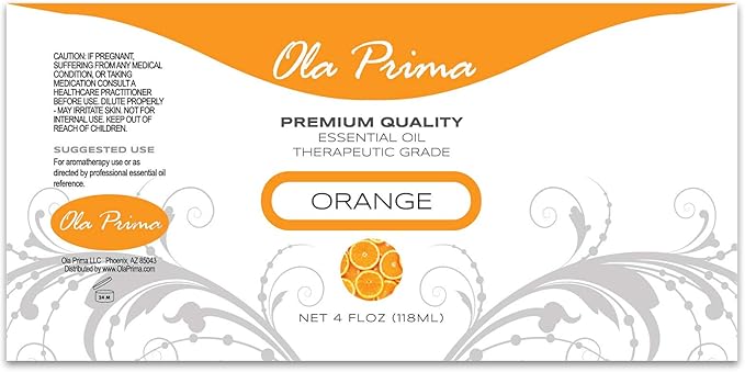 Ola Prima Oils 4oz - Orange Essential Oil, Premium Orange Oil with Dropper for Skin Diffuser - 4 Fluid Ounces - Bloomnest