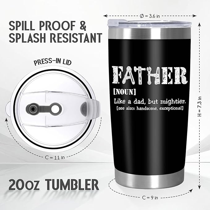 TEEZWONDER Christmas Birthday Gifts for Dad from Daughter Son - Stainless Steel Insulated Coffee Tumbler with Lid 20 oz - Funny Gifts for Dad, Husband Birthday Gift Ideas - Bloomnest