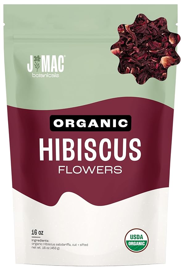 J Mac Botanicals, Certified Organic Hibiscus Flower, loose leaf tea, Flor de Jamaica - Bloomnest