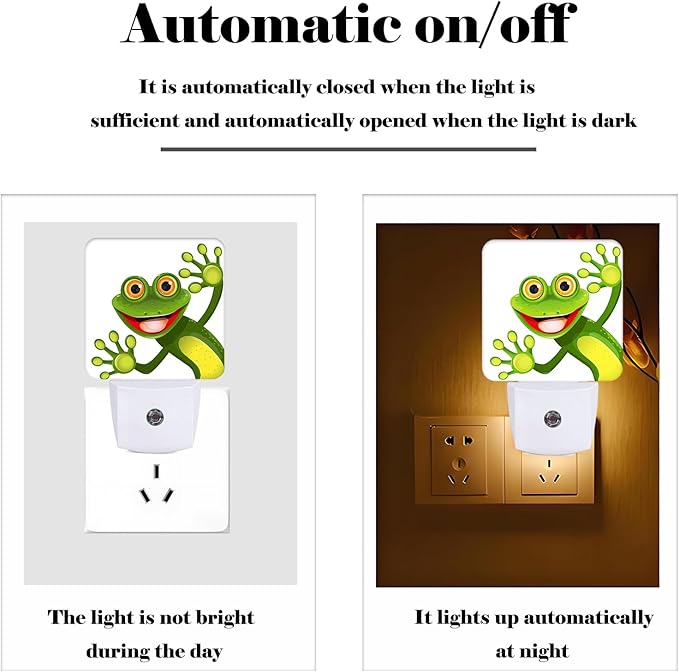 Funny Frog Night Light,Plug Into Wall for Boys Girls Bedroom Decorative Square Night Light Lamp 0.5w Sleep Friendly