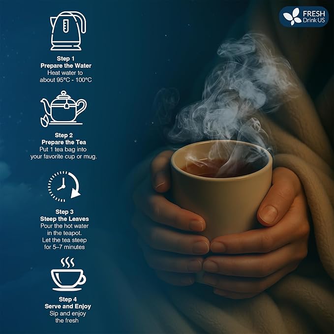 FreshDrinkUS, Premium 75 Tea Bags Better Sleep Herbal Tea | Special Herbal Sleep Tea, Caffeine-Free Loose Leaf Blend with Spearmint Leaves, Lemongrass Leaves, and Hawthorn Berry – Naturally Refreshing and Aromatic. - Bloomnest