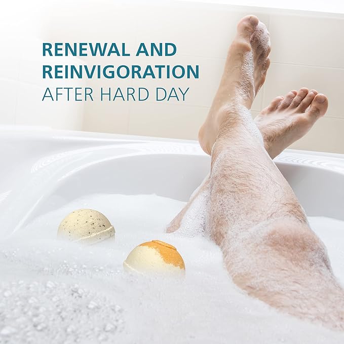 Organic Bath Bombs Gift Set for Men - Vegan Natural Ingredients - Absolutely Safe for Men - Relaxing Epsom, Himalayan, Dead Sea Salts & Essential Oils - Made in The USA