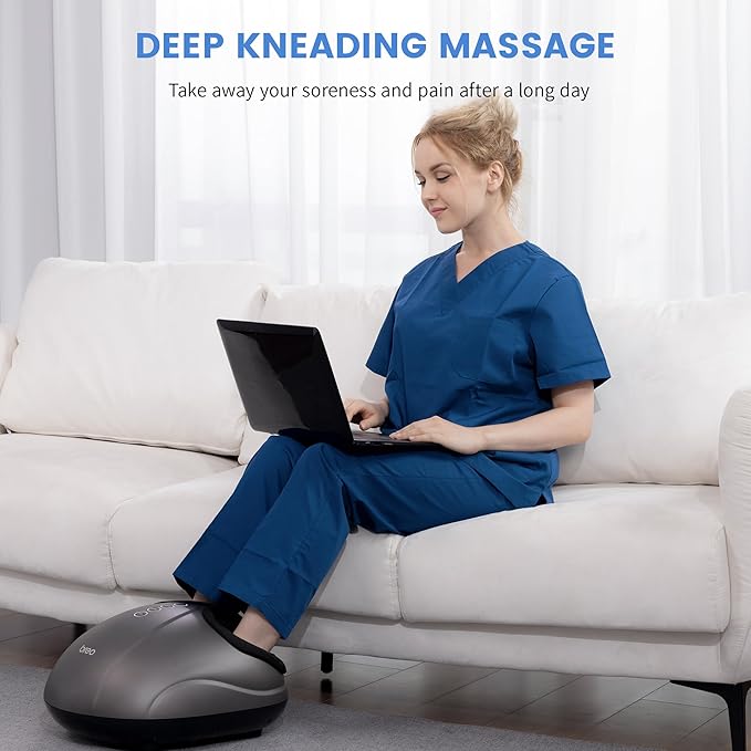 Breo Foot Massager with Heat, Deep Tissue Kneading, Shiatsu Massage Machine for Relax, Relieve Foot Pain, Plantar Fasciitis, Fits Feet Up to Men Size 12, Mother's Day Gift - Bloomnest